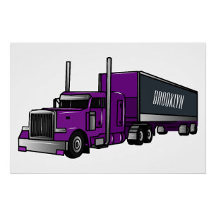 Poster Illustration de camion semi-remorque