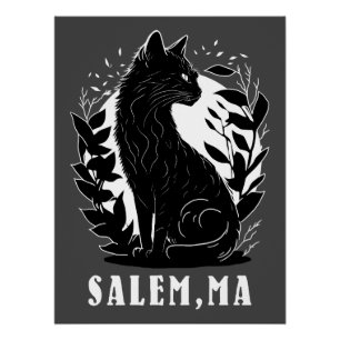 Poster Illustration de chat noir Salem