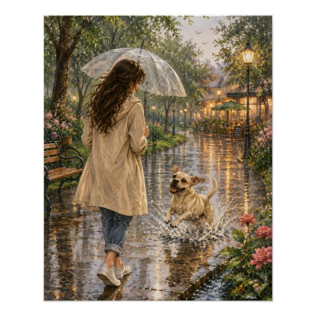 Poster Illustration de chien à l'aquarelle cosy (Devant)