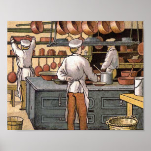 Poster Illustration de cuisine française vintage