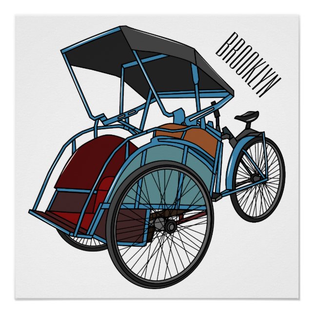 Poster Illustration de cyclo-pousse (Devant)