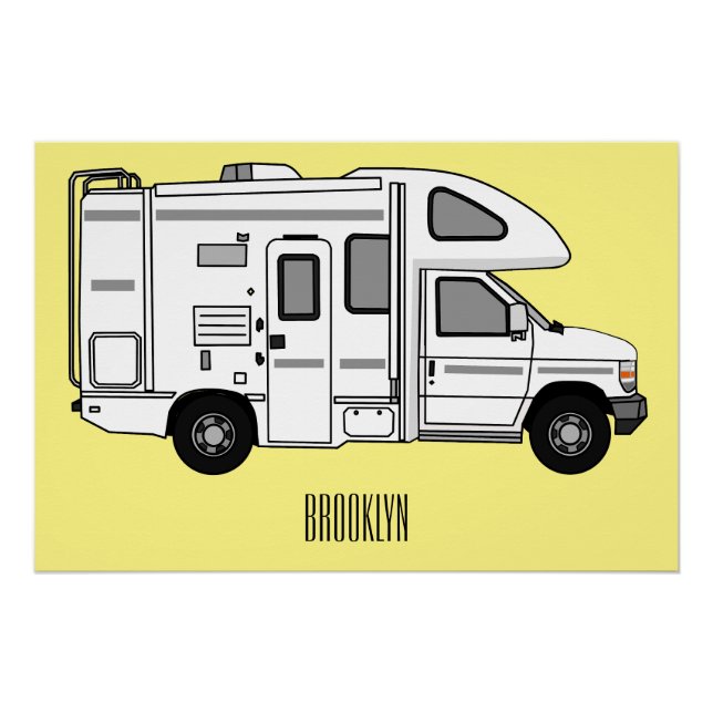 Poster Illustration de dessin animé Campervan (Devant)