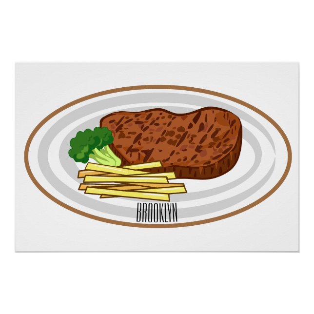 Poster Illustration de dessin de steak (Devant)