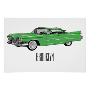 Poster Illustration de dessin de voiture classique 1959