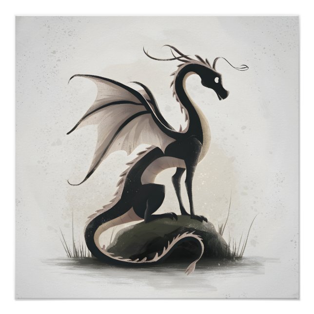 Poster Illustration de dragon lunaire (Devant)