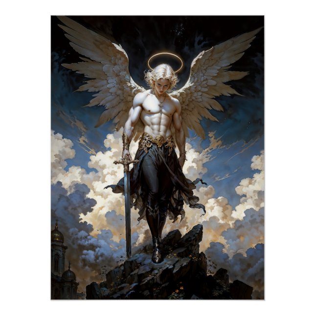 Poster Illustration de fantasy de l'Archange Michel (Devant)