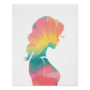 Poster Illustration de femme beauté Style silhouette