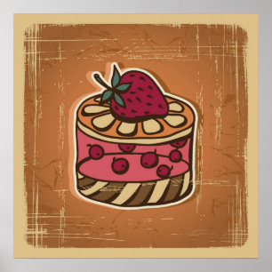 Poster Illustration de gâteau dans le rétro style