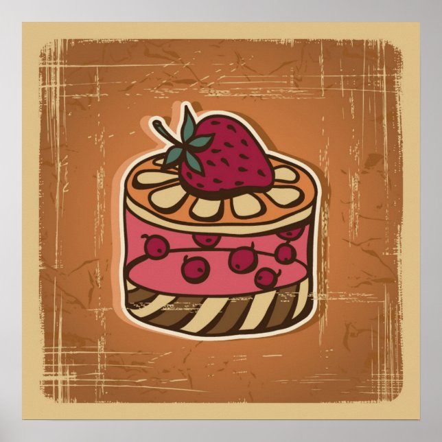 Poster Illustration de gâteau de style rétro (Devant)