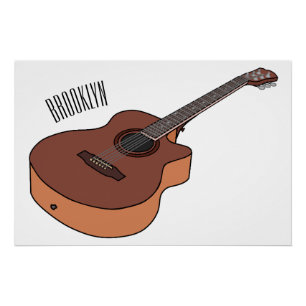 Poster Illustration de guitare acoustique