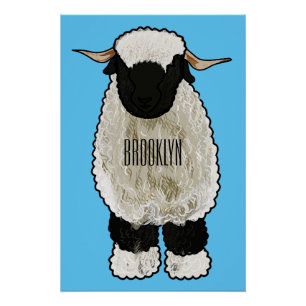 Poster Illustration de la caricature de mouton Valais Bla