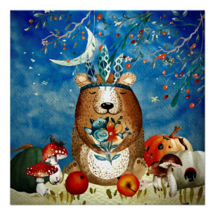 Poster Illustration de la forêt d'automne