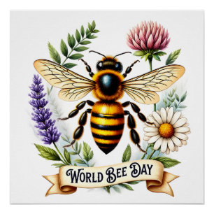 Poster Illustration de la Journée mondiale des abeilles a