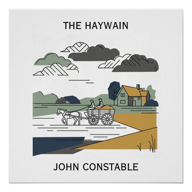 Poster Illustration de la ligne Haywain de Constable (Devant)