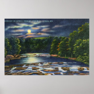 Poster Illustration de la lune sur Catskill Creek