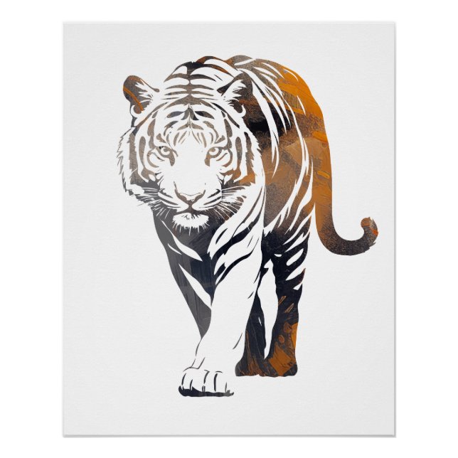 Poster Illustration de la nature du tigre Silhouette Cool (Devant)