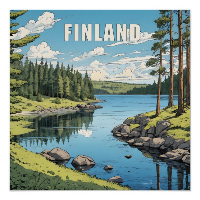 Poster Illustration de la nature finlandaise (Devant)