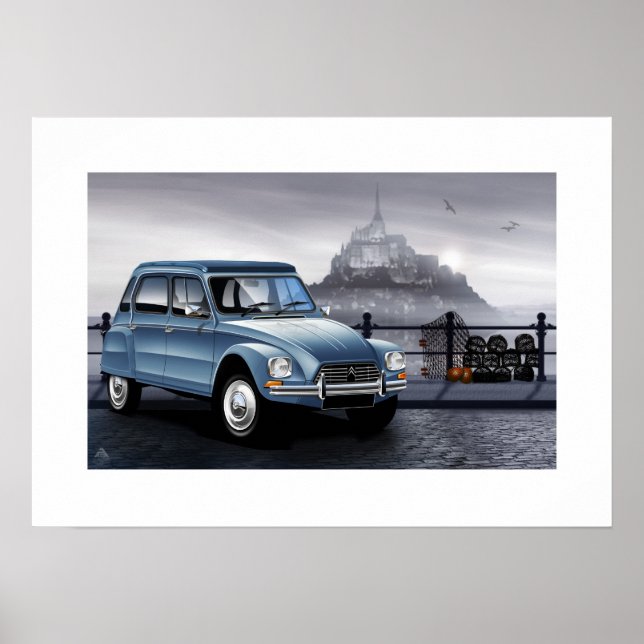 Poster Illustration de l'affiche Citroen Dyane (Devant)