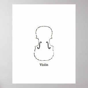 Poster Illustration de l'instrument Adagio Violon vintage