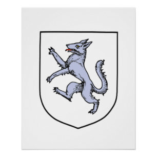 Poster Illustration de Loup Rampant Héraldique Vintage