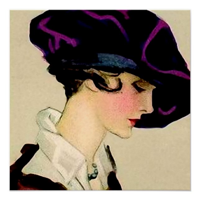 Poster Illustration de Marcello Dudovich "Girl In Purple  (Devant)
