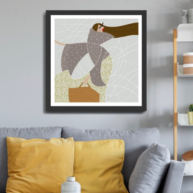 Poster Illustration de mode Grace in Chaotic Currents (Créateur téléchargé)