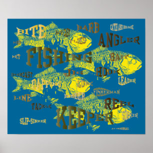 Poster illustration de mots de pêche