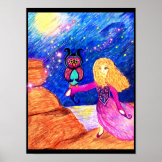 Poster Illustration de Owl Guardian par Carol Zeock