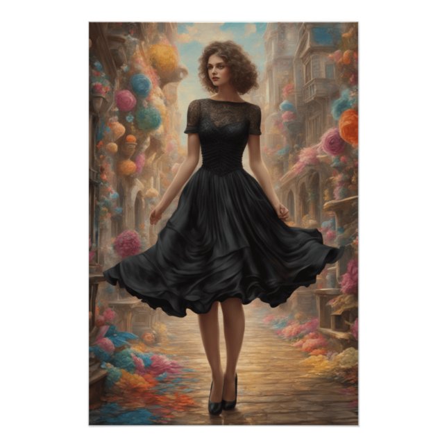 Poster Illustration de petite robe noire améliorée à l'IA (Devant)