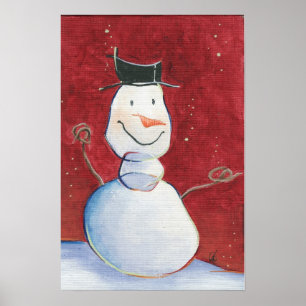 Poster Illustration de toile de bonhomme de neige