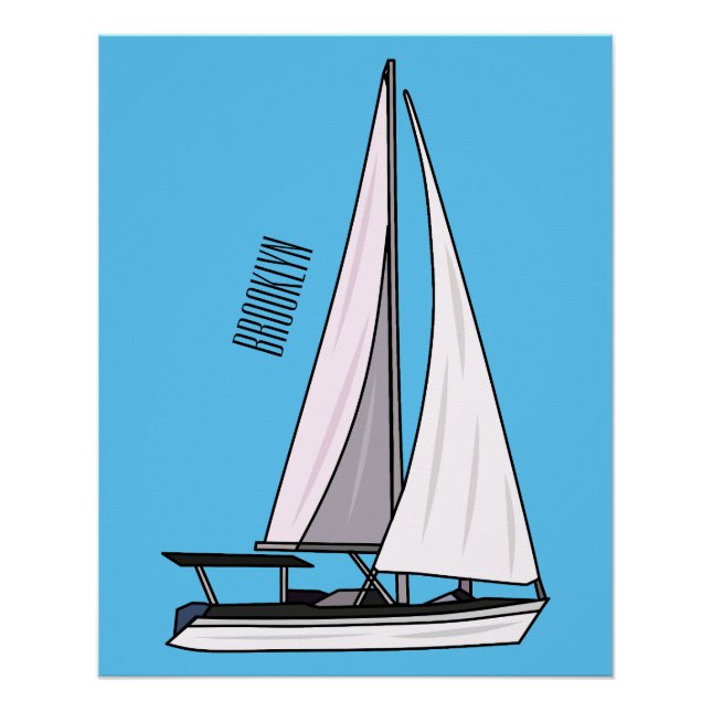 Poster Illustration de voilier (Devant)