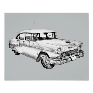 Poster Illustration de voiture ancienne Chevrolet Bel Air