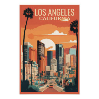 Poster illustration de voyage à Los Angeles,