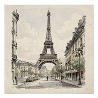 Illustration de voyage antique vintage de Paris