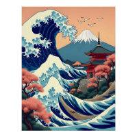 Illustration de voyage vintage du Mont Fuji Japon