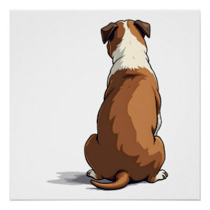 Poster Illustration de vue arrière de bouledogue vintage