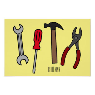 Poster Illustration des outils de menuiserie