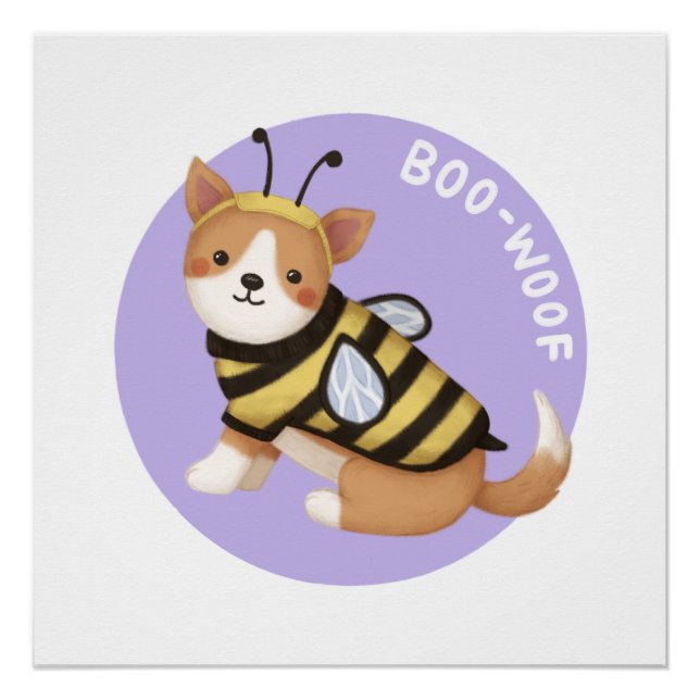 Poster Illustration d'Halloween : Boo-Woof (Corgi gallois (Devant)