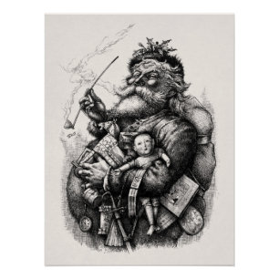 Poster Illustration du 19ème siècle d'un Père Noël