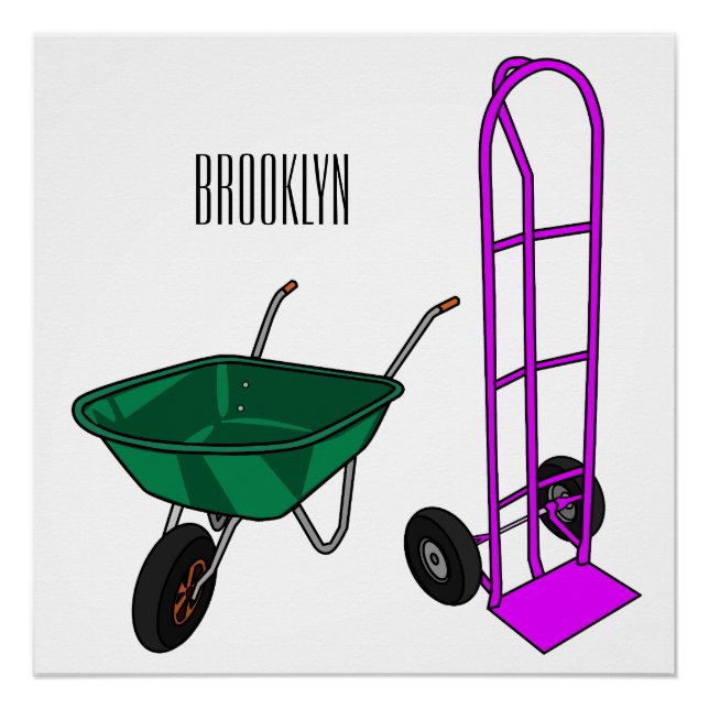 Poster Illustration du chariot à roues et du chariot à ma (Devant)