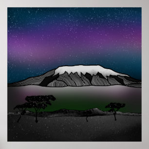 Poster Illustration du mont Kilimandjaro