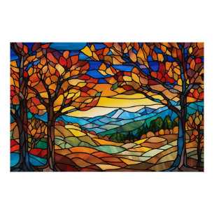 Poster Illustration du paysage d'automne