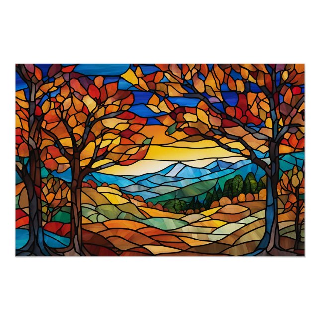 Poster Illustration du paysage d'automne (Devant)