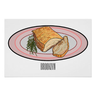 Poster Illustration du ventre de porc rôti