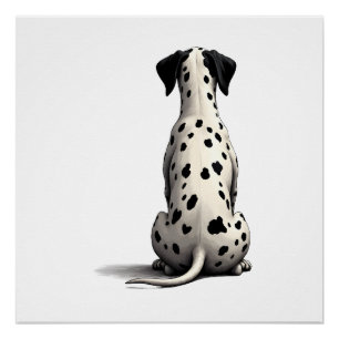 Poster Illustration d'un chien dalmatien vintage vu de de