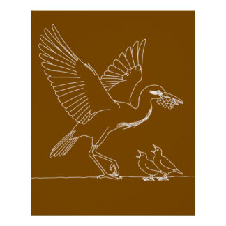 Poster Illustration élégante de la grue 