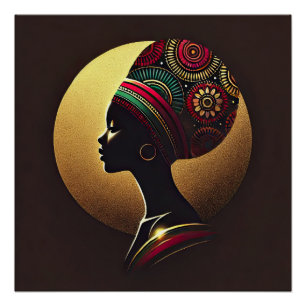 Poster Illustration élégante d'un portrait de femme afric
