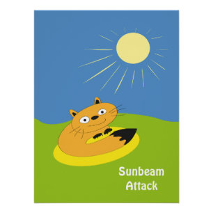Poster Illustration humoristique de chat introverti confo