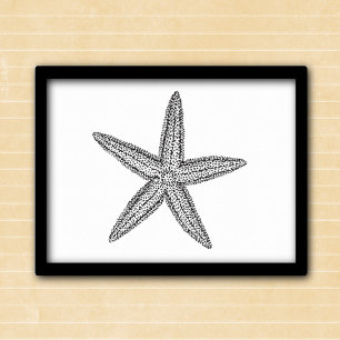Poster Illustration Starfish en noir et blanc