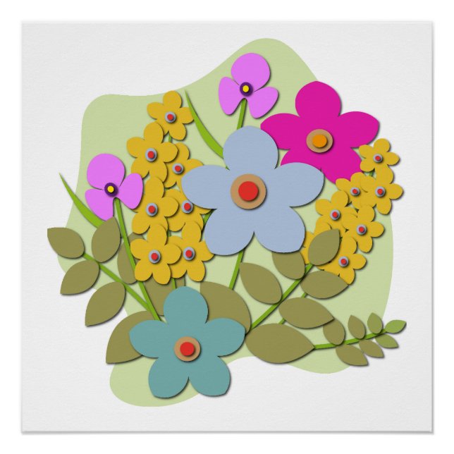 Poster Illustration vectorielle du bouquet de fleurs (Devant)